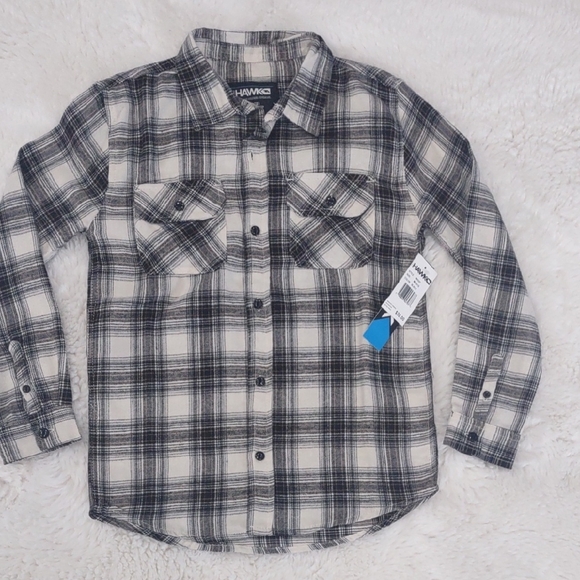 TONY HAWK Black and White , Brown Button Down Shirt Classic Plaid Design - Picture 10 of 17